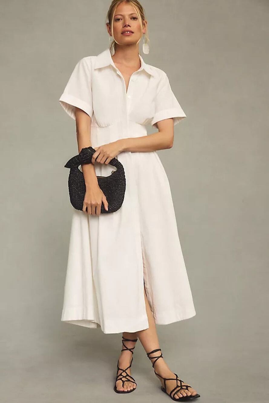 Aureta Studio x Anthropologie Women's Pleated Shirt Dress Size L NWT
